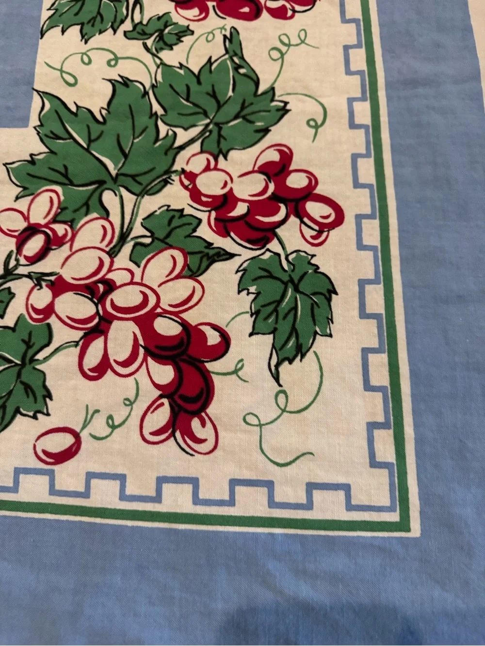 Vintage 1940’s-1950’s Cotton Linen Tablecloth with Grapes 28.5“ X 29.5“